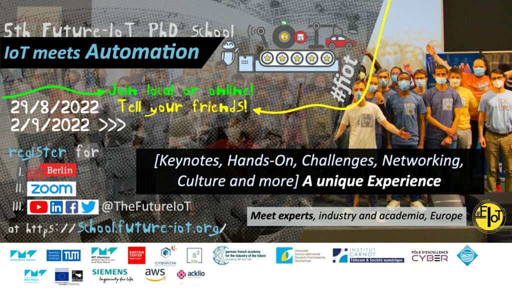 Help us spreading the word: 5th Future-IoT “IoT meets Autonomy”, Berlin 29.8.-2.9.2022
